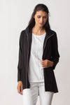 LIV by Habitat Ponte Stella Jacket in Black.  Zip front jacket with convertible collar.  Contour seams.  Front inseam pockets.  Long sleeves.  High low hem.  A line shape.  Relaxed fit._t_35027353600200
