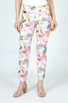 Lisette L Montreal Love Graffiti Ankle Pant in Multi. Multi colored graffiti print with heart motif.  3" waistband pull on pant with tummy control.  Snug through the stomach and hip and slim through leg.  28" inseam._t_59949950730606