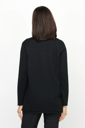 Metric Open Cardi with Pockets in Black. Open front knit with long sleeves and front pouch pockets with rib trim.  Rolled edges.  Relaxed fit._61201741152622