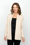 Metric Open Cardi with Pockets in Neutral. Open front knit with long sleeves and front pouch pockets with rib trim.  Rolled edges.  Relaxed fit._t_61005646201198