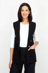 Metric Button Vest in Black.  Notched lapel open front vest with 3 gold tone buttons on the diagonal on each front side.  2 front patch pockets.  Classic fit._t_61255796523374