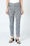 Lisette L Montreal Stretch Dot Ankle Pant in Black/White.  Sketched oblong dots print.  3" waistband pull on pant with tummy control.  Snug through stomach and hip and thigh.  Slim leg.  28" inseam._t_59950052409710