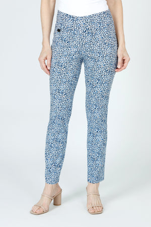 Lisette L Montreal Pebble Ankle Pant in Multi.  3" waistband with tummy control.  Snug through stomach, hip and thigh.  Slim leg.  28" inseam._59957334475118