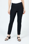 Lisette L Montreal Honeycomb Jacquard Ankle Pant in Black.  3" waistband pull on pant with honeycomb jacquard textured fabric.  Snug through stomach and hip, slim through leg.  29" inseam._t_59949884408174