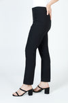 Lisette L Montreal Honeycomb Jacquard Ankle Pant in Black.  3" waistband pull on pant with honeycomb jacquard textured fabric.  Snug through stomach and hip, slim through leg.  29" inseam._t_59949884473710