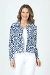 Top Ligne Ikat Airflow Jacket in Navy/White.  Pointed collar button down jacket with banded hem.  Long sleeves with button cuffs.  Back yoke.  2 front button flap pockets.  Relaxed fit._t_59980852068718