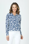 Top Ligne Ikat Airflow Jacket in Navy/White.  Pointed collar button down jacket with banded hem.  Long sleeves with button cuffs.  Back yoke.  2 front button flap pockets.  Relaxed fit._t_59980852035950
