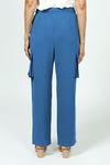 Top Ligne Wide Leg Cargo Pant in Indigo. Elastic waistband with drawstring. Front slash pockets. 2 side cargo pockets with button flap. Wide leg. Inseam: 28"_t_35985832280264