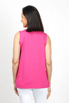 Top Ligne Sleeveless Grommet Keyhole Top in Pink. Crew neck sleeveless a line tank. Grommet and lace detail at neckline creates keyhole. Relaxed fit._t_35072189268168