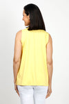 Top Ligne Sleeveless Grommet Keyhole Top in Lemon. Crew neck sleeveless a line tank. Grommet and lace detail at neckline creates keyhole. Relaxed fit._t_35072189071560