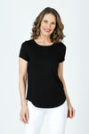 Top Ligne High Low Tee in Black.  Crew neck short sleeve top with curved high low hem.  Relaxed fit._t_60003087090030