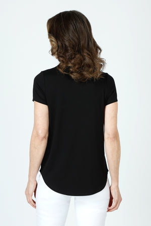 Top Ligne High Low Tee in Black.  Crew neck short sleeve top with curved high low hem.  Relaxed fit._60003087253870