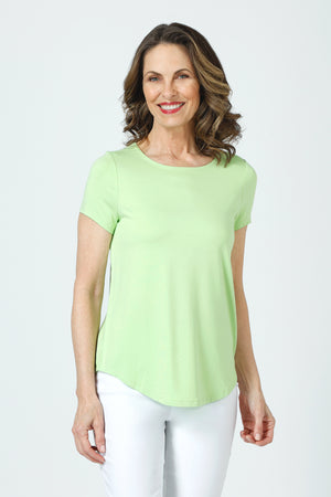Top Ligne High Low Tee in Kiwi.  Crew neck short sleeve top with curved high low hem.  Relaxed fit._60003086893422