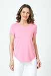 Top Ligne High Low Tee in Peony.  Crew neck short sleeve top with curved high low hem.  Relaxed fit._t_60003087221102