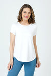 Top Ligne High Low Tee in White.  Crew neck short sleeve top with curved high low hem.  Relaxed fit._t_60003086926190