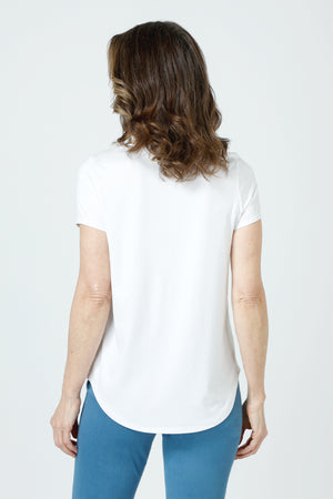 Top Ligne High Low Tee in White.  Crew neck short sleeve top with curved high low hem.  Relaxed fit._60003087057262