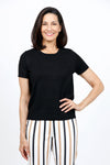 Ten Oh 8 Short Sleeve Sweater in Black. Crew neck short sleeve sweater. Rib trim at hem. Classic fit._t_34667569250504