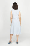 Top Ligne Pucker Stripe V Neck Dress in Denim/White stripes.  Sleeveless. Surplice v neck with inset waistband.  Diagonal stripe bodice. Horizontal stripe skirt.  Fit and flare silhouette. Relaxed fit._t_60254666948974