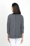 Top Ligne Striped Dolman Sleeve Top in Black/White. Crew neck with banded neckline. 3/4 dolman sleeve with cuff. Horizontal stripes on 1 side of front and back; vertical on the other. Center seams. Relaxed fit._t_35020812419272