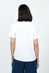 Top Ligne Collared Popover in White. Lightweight finely textured top. Pointed collar with open v placket. Short sleeves with sewn cuffs. Loose pleat in front. Curved hem. Relaxed fit._t_35201961558216