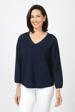 Ten Oh 8 Perforated Dolman V Neck Sweater_60077015400814