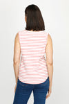 Top Ligne Pucker Stripe Scoop Tank in Coral/White.  Horizontal stripe tank with scoop front.  Banded neckline and armhole.  Curved hem.  Relaxed fit._t_60266830004590
