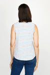 Top Ligne Pucker Stripe Scoop Tank in Denim/White.  Horizontal stripe tank with scoop front.  Banded neckline and armhole.  Curved hem.  Relaxed fit._t_60266830102894