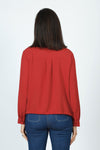 Top Ligne  Pocket Tie Blouse in Paprika.  Pointed collar button down with cinch tie at hem.  Long sleeves with button cuff.  Relaxed fit._t_60711634600302