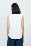 Top Ligne Sleeveless Button Down in White. Lightly textured button down top with pointed collar. Curved hem. Relaxed fit._t_35202181824712