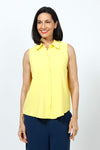 Top Ligne Sleeveless Button Down in Yellow.  Lightly textured button down top with pointed collar.  Curved hem.  Relaxed fit._t_35202182021320