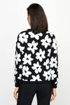 Ten Oh 8 Flower Stamp Crew in Black with white intarsia flowers.  Crew neck long sleeve sweater with solid rib trim at neck, hem and cuff.  Relaxed fit._t_61226331799918