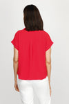 Top Ligne Airflow Collar Top in Red. Collared polo top with split v neck.  Short sleeve with cuff.  Back yoke with pleat.  Curved hem.  Relaxed fit._t_60216364990830