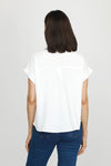 Top Ligne Airflow Collar Top in White. Collared polo top with split v neck.  Short sleeve with cuff.  Back yoke with pleat.  Curved hem.  Relaxed fit._t_60216364728686