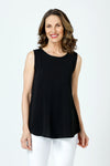 Top Ligne Airflow Swing Tank in Black.  Crew neck sleeveless a line tank with curved hem.  A line swing shape.  Relaxed fit._t_59980365627758