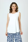 Top Ligne Airflow Swing Tank in White.  Crew neck sleeveless a line tank with curved hem.  A line swing shape.  Relaxed fit._t_59980365562222