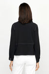 Top Ligne Airflow 2 Pocket Button Front Top in Black.  Pointed collar button down with horizontal stitch detail.  2 front patch pockets with white top stitch detail.  Long sleeves with button cuffs.  Relaxed fit._t_61184844890478