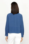 Top Ligne Airflow 2 Pocket Button Front Top in Indigo.  Pointed collar button down with horizontal stitch detail.  2 front patch pockets with white top stitch detail.  Long sleeves with button cuffs.  Relaxed fit._t_61184844956014