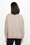 Ten Oh 8 V neck Sweater with Stars in Mocha.  Solid and outlines star print on front and sleeves.  Heathered knit.  Long sleeves.  Rib trim at neck, hem and cuff.  Plain back.  Side slits.  Relaxed fit._t_61226324754798