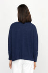 Ten Oh 8 V neck Sweater with Stars in Navy.  Solid and outlines star print on front and sleeves.  Long sleeves.  Rib trim at neck, hem and cuff.  Plain back.  Side slits.  Relaxed fit._t_61493433598318
