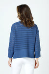 Ten Oh 8 Texture Crew Sweater in Indigo.  Crew neck 3/4 sleeve sweater with deep rib at hem and cuff.  Horizontal pointelle stitching create stripe effect.  Dropped shoulder.  Rib trim at neck.  Side slits.  Relaxed fit._t_59988280017262