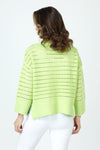 Ten Oh 8 Texture Crew Sweater in Kiwi.  Crew neck 3/4 sleeve sweater with deep rib at hem and cuff.  Horizontal pointelle stitching create stripe effect.  Dropped shoulder.  Rib trim at neck.  Side slits.  Relaxed fit._t_59988280246638