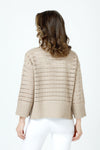 Ten Oh 8 Texture Crew Sweater in Sand.  Crew neck 3/4 sleeve sweater with deep rib at hem and cuff.  Horizontal pointelle stitching create stripe effect.  Dropped shoulder.  Rib trim at neck.  Side slits.  Relaxed fit._t_59988280279406