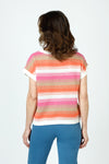 Ten Oh 8 Combo Stripe Sweater in Azalea.  Bright textured stripes in Azalea, orange and white. Crew neck with dolman cap sleeve.  White rib trim at neck hem and sleeve.  Relaxed fit._t_59988826161518