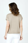 Ten Oh 8 Short Sleeve Big Heart Crew Sweater in Khaki.  Crew neck dolman cap sleeve sweater.  Pink intarsia heart in front.  Rib trim.  Relaxed fit._t_59988879081838