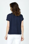 Ten Oh 8 Short Sleeve Big Heart Crew Sweater in Navy.  Crew neck dolman cap sleeve sweater.  Pink intarsia heart in front.  Rib trim.  Relaxed fit._t_59988879245678