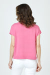 Ten Oh 8 Short Sleeve Big Heart Crew Sweater in Azalea.  Crew neck dolman cap sleeve sweater.  White intarsia heart in front.  Rib trim.  Relaxed fit._t_59988879212910