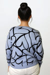 Ten Oh 8 Jacquard Hearts Pullover in Blue with black intarsia overlapping hearts.  Crew neck long sleeve sweater.  Solid rib trim at neck, hem and cuff.  Relaxed fit._t_61228801753454
