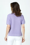Ten Oh 8 Waffle Short Sleeve V Neck Sweater in Orchid.  V neck short sleeve waffle weave sweater with dropped shoulder.  Rib trim at neck hem and cuff.  Side slits.  Relaxed fit._t_59988217528686