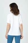 Ten Oh 8 Waffle Short Sleeve V Neck Sweater in White.  V neck short sleeve waffle weave sweater with dropped shoulder.  Rib trim at neck hem and cuff.  Side slits.  Relaxed fit._t_59988217626990
