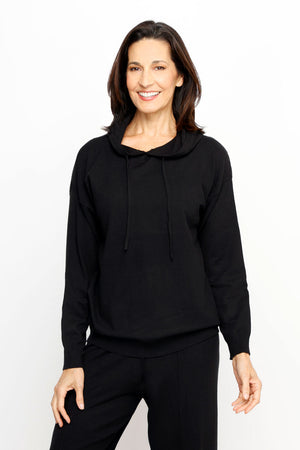 Organic Rags Solid Hoodie in Black.  Crew neck with attached drawstring hood.  Long sleeves.  Rib trim at hem and cuff.  Relaxed fit._61741079953774